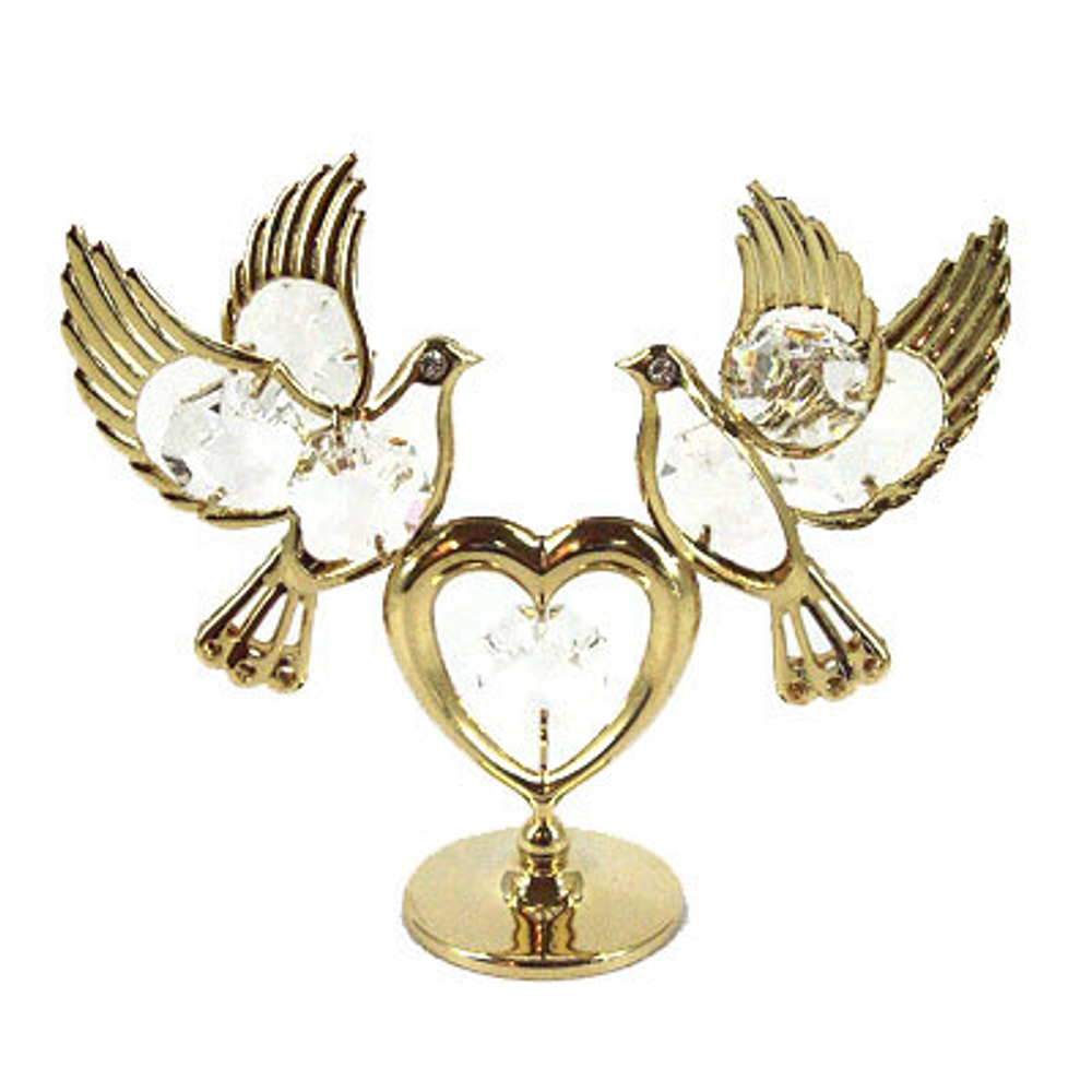Фигурка декоративная Crystocraft Голуби с сердцем с кристаллами Swarovski, 6х10х9 см