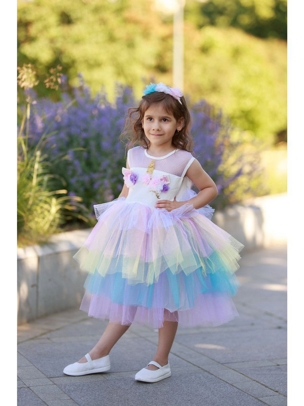 платье радужного единорога пышное