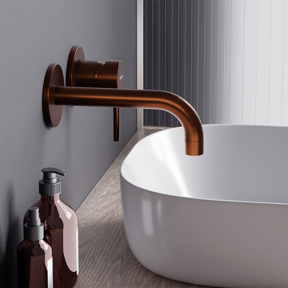 Смеситель для раковины монтируемый в стену, розовое золото Damixa Scandinavian Pure 360260500