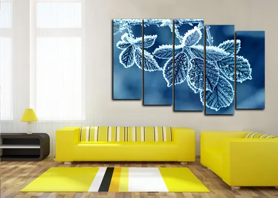 Модульная картина "Иней на листьях"