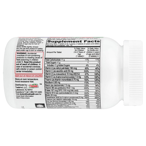 Doctor's Finest, добавка с мультивитаминами и минералами для детей, с железом, со вкусом винограда и ягод, 150 жевательных таблеток