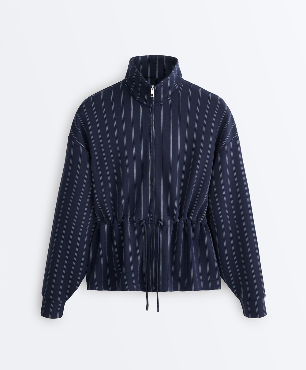 Oysho Мягкая куртка с регулируемой талией и высоким воротником, синий