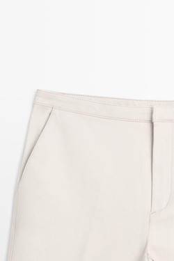 Massimo Dutti Расклешенные брюки из вощеной ткани со средней посадкой, каменный