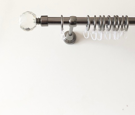 Карниз для штор "Кристалл шар" d19 мм однорядный, цвет черный никель