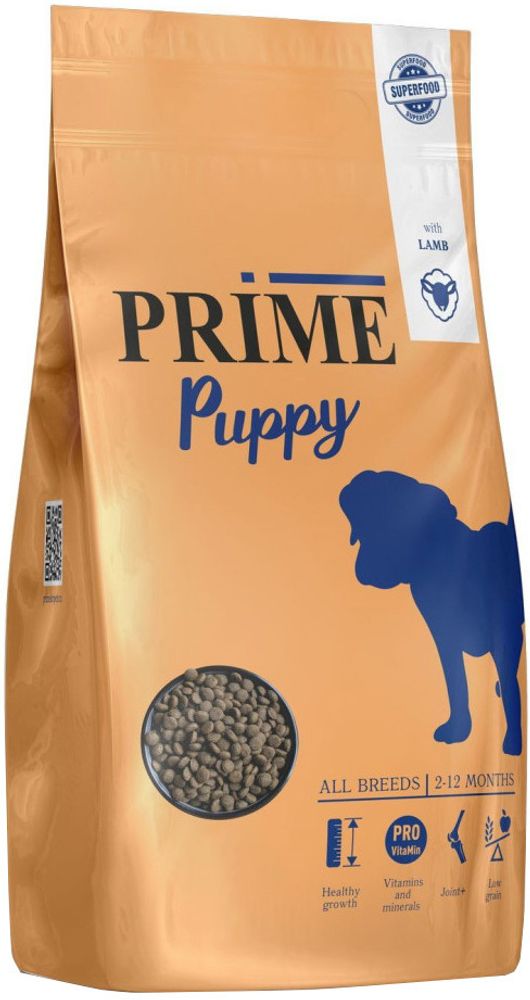 PRIME 15кг Puppy  Сухой корм для щенков всех пород 2-12мес Ягненок