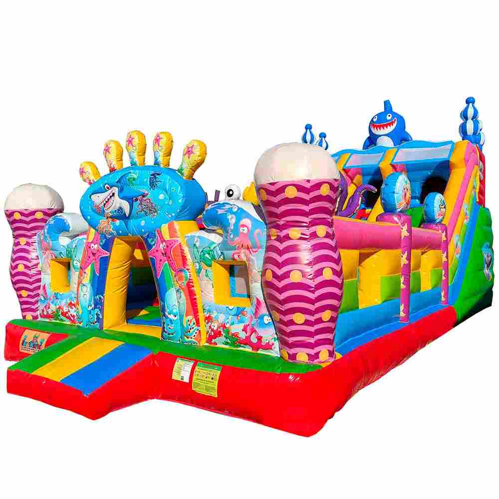 Коммерческий надувной батут  «В гостях у моря 2» с горкой, 10*5*5 м