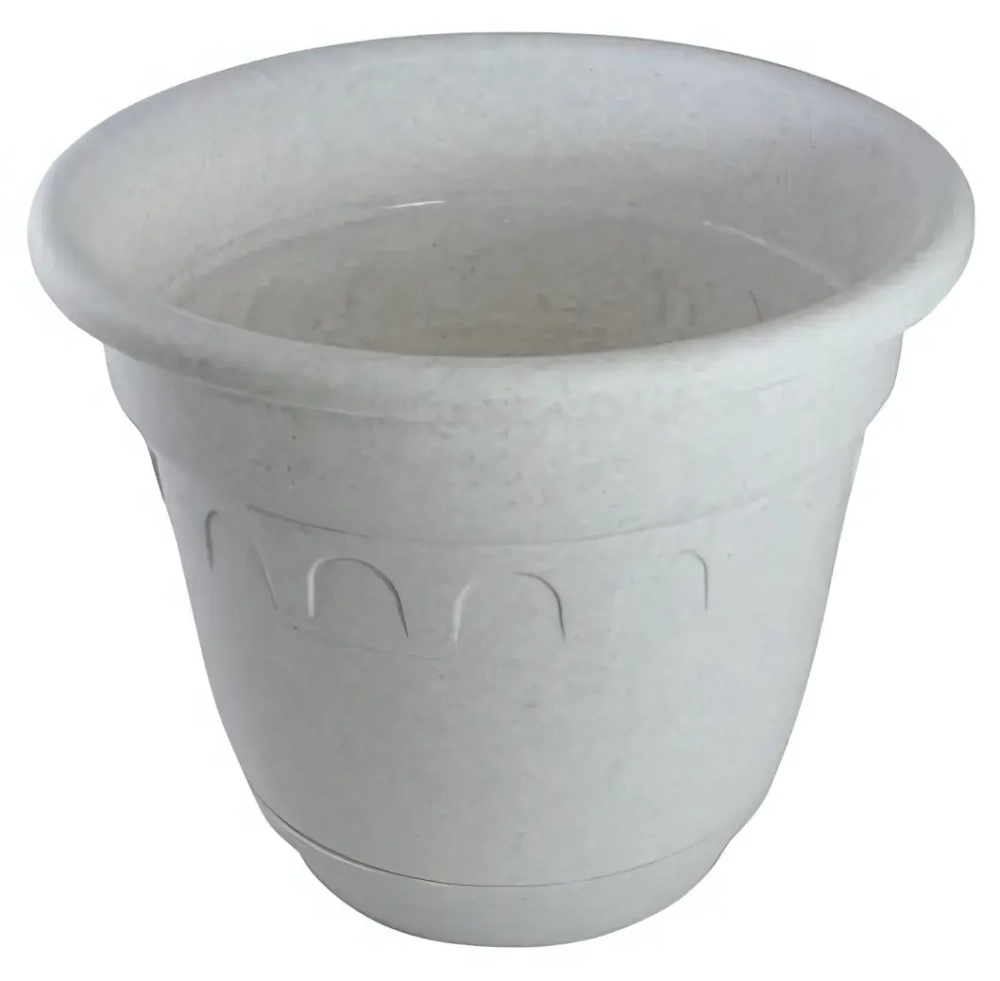 Горшок для цветов пластиковый 1,8л d-18см «Колывань» с поддоном мраморный С93М