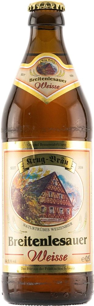 Пиво Круг-Брой Брайтенлезауэр Вайссе / Krug-Brau Breitenlesauer Weisse 0.5 - стекло