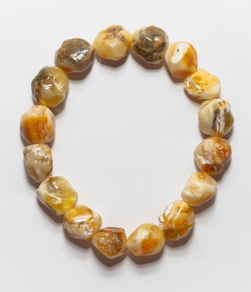 Браслет из лечебного натурального янтаря пейзажного матового, бусины 10-11 мм. Янтарь натуральный калининградский