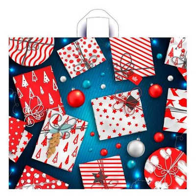 Пакет ПЭ 60*50+11см с петлевой ручкой "Яркие подарки" (25шт)