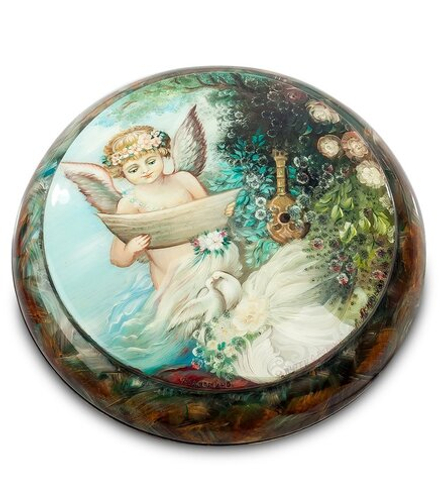 Народные промыслы ШК-30/ 35 Шкатулка «Путти с нотами» Акминская И.