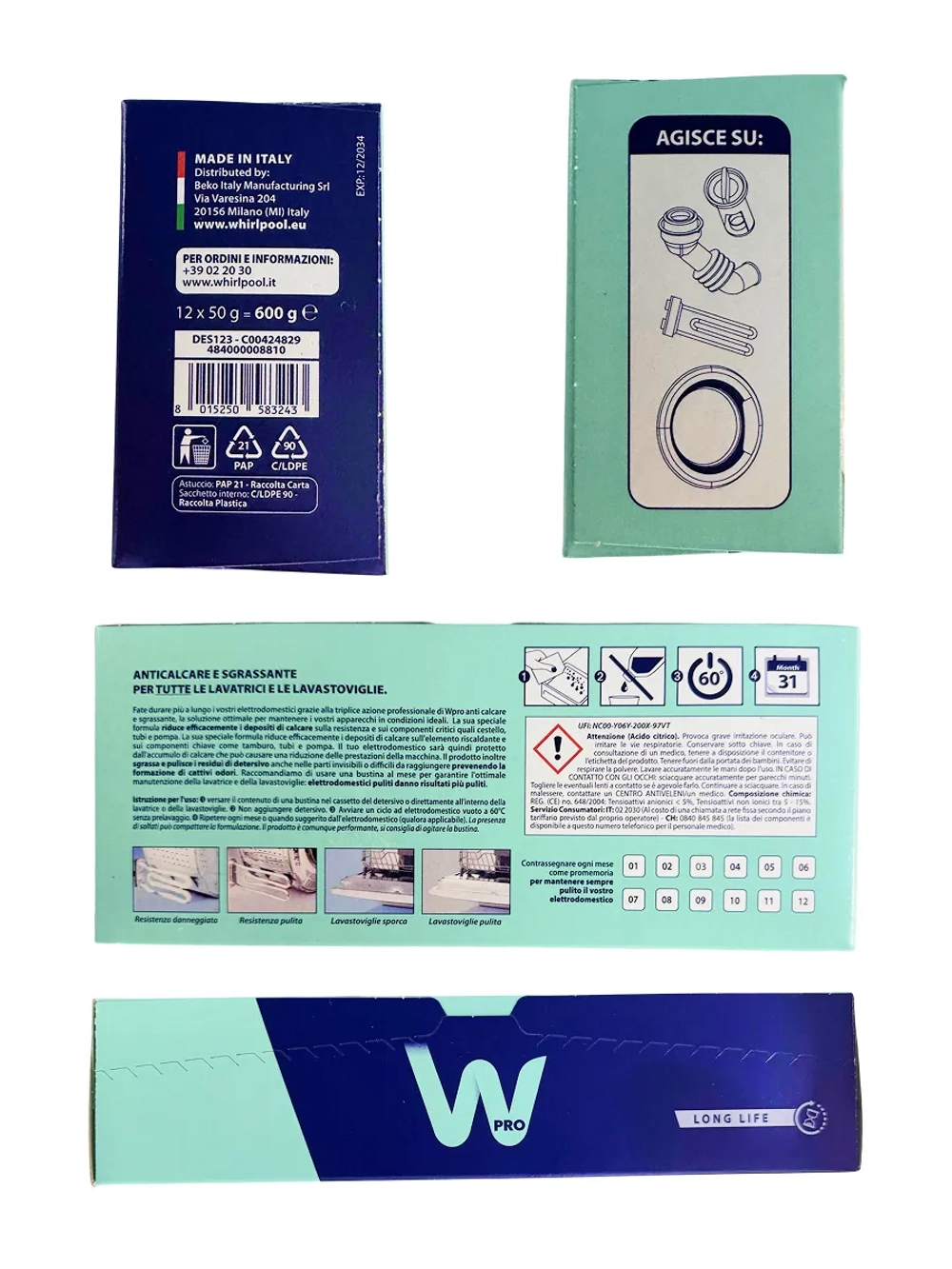 Средство для удаления накипи 4 пакетика WPRO 484000008810 (Италия) (C00384875, 484000008814)