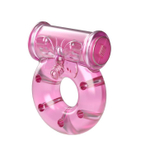 Розовое эрекционное кольцо с бабочкой на вибропуле