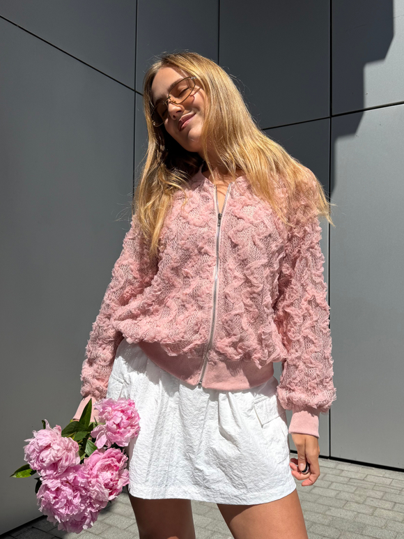 Кружевной бомбер Boho розовый