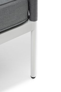 "Канны" левый модуль плетеный из роупа, каркас алюминий белый шагрень, роуп светло-серый круглый, ткань светло-серая