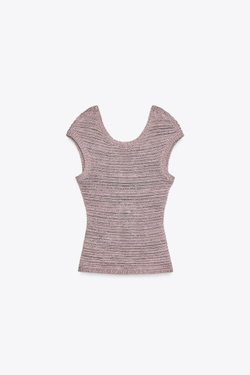 ZARA ТОП ИЗ РЕЛЬЕФНОГО ТРИКОТАЖА, ЦВЕТ МАЛЬВЫ