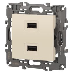 14-4110-02 ЭРА Устройство зарядное USB, 230В/5В-2100мА, IP20, Эра Elegance, сл.кость