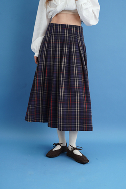 Юбка-колокол, разноцветная клетка