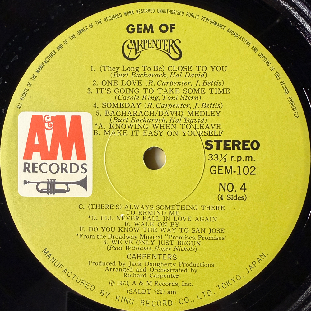 Carpenters - Gem Of Carpenters 2LP + 7", 45 RPM, Bonus (Япония 1973г.)
