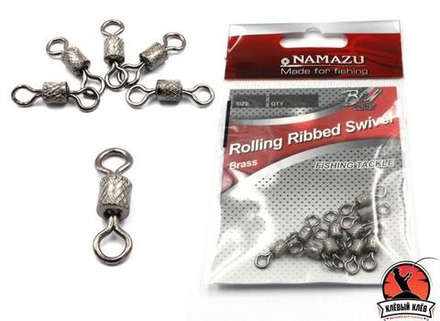 Вертлюг Namazu ROLLING RIBBED SWIVEL, латунь, цв. BN, р. 6, test-19 кг (уп.10 шт)