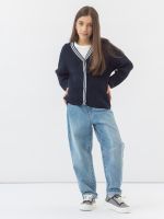 AT891-1 Кардиган для девочек темно-синий