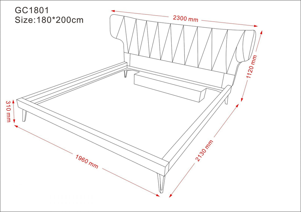 Кровать 1801 серая