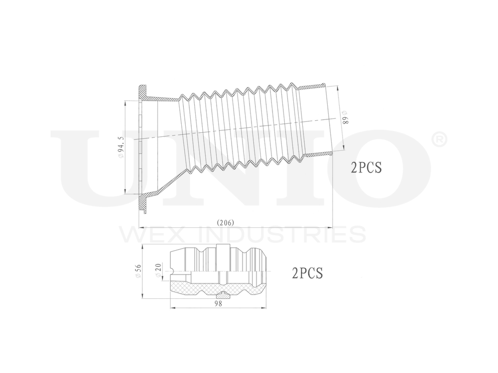 Комплект пыльник и отбойник UNIO DUC-50035