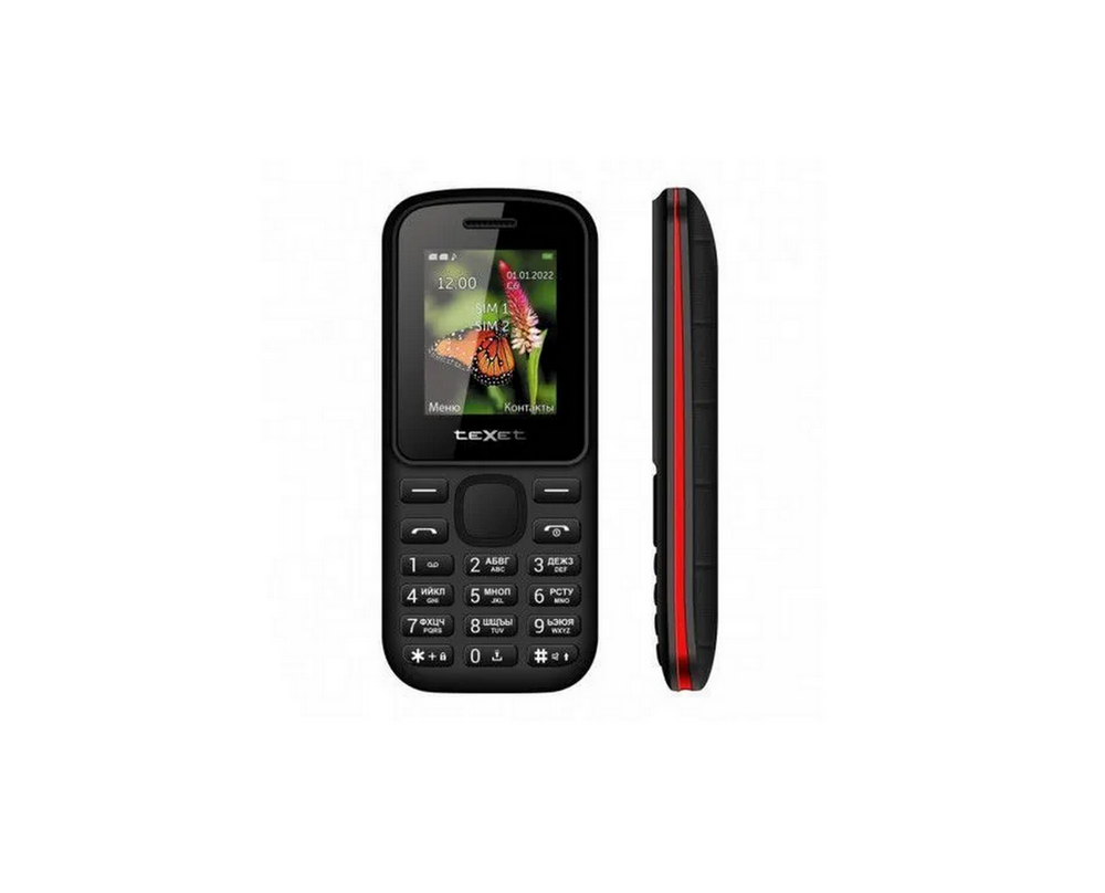 Телефон мобильный Texet TM-130 Black-RED  (2sim)