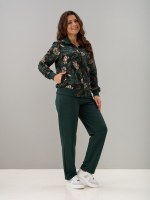 Костюм с брюками КБ-184/изумрудный-хризантемы