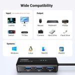 Конвертер USB 3.0 на LAN RJ-45,10/100/1000 Mbps + USB HUB 3 port, 0.2m UGREEN 20265