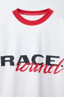 ZARA ФУТБОЛКА С НАДПИСЬЮ И ОКАНТОВКОЙ, БЕЛЫЙ