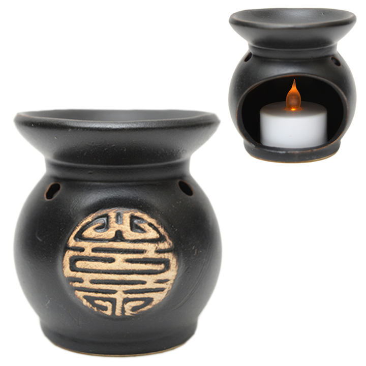 Аромалампа Вазочка печать круглая цвет черный 7 см