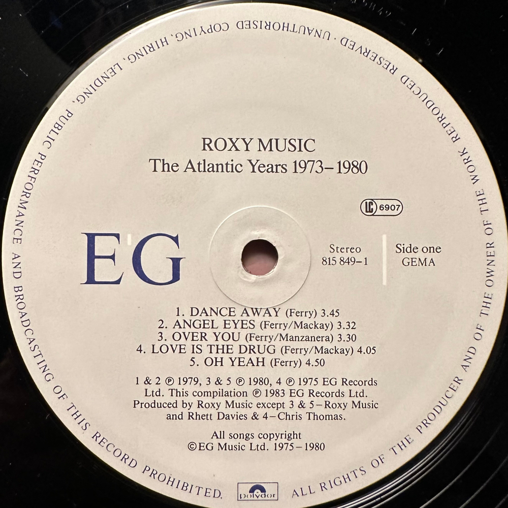 Roxy Music - The Atlantic Years 1973 - 1980 (Германия 1983г.)