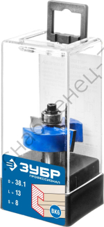 ЗУБР 38.1x13мм, хвостовик 8мм, фреза фальцевая
