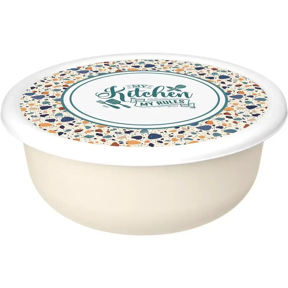 Миска Modena 3,2л с крышкой с декором Терраццо, Светло-бежевый