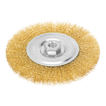 Щетка для УШМ, 150 мм, М14, плоская, латунированная витая проволока Matrix