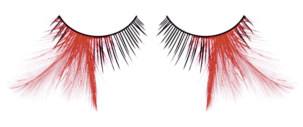 Ресницы чёрные-красные перья (Цвет: черный с красным)