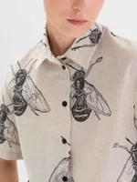 Рубашка FOS Насекомые короткий рукав Женская Бежевая V.2