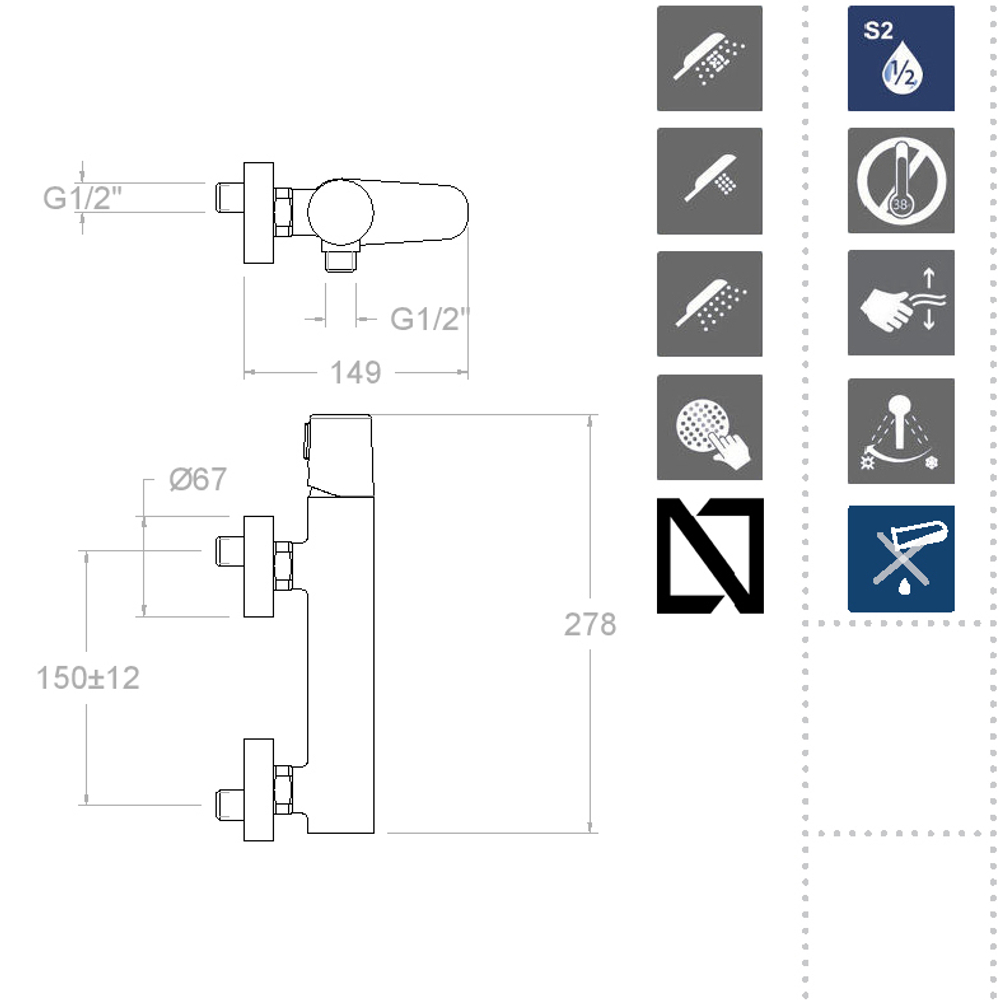 Смеситель для душа с душевым комплектом TZAR 340801TR