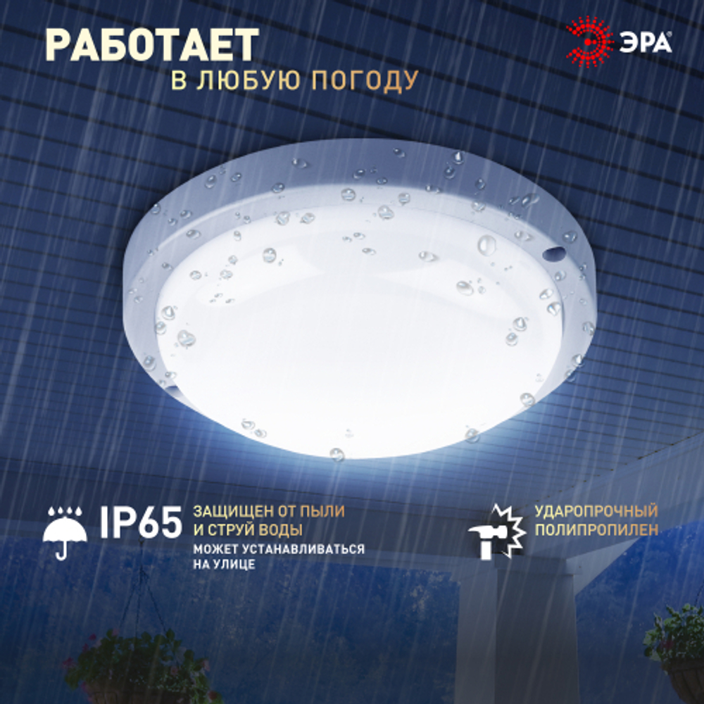 Светильник ЖКХ светодиодный ЭРА SPB-201-0-65К-015 IP65 15Вт 6500К D170 круг