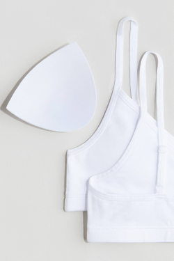 H&M Набор из двух укороченных топов с подкладкой, белый