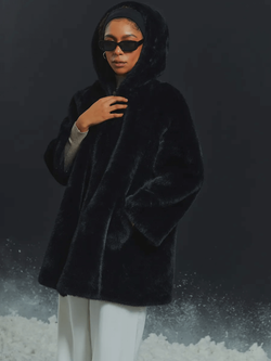 Шуба искусственная, черная, SilverFox