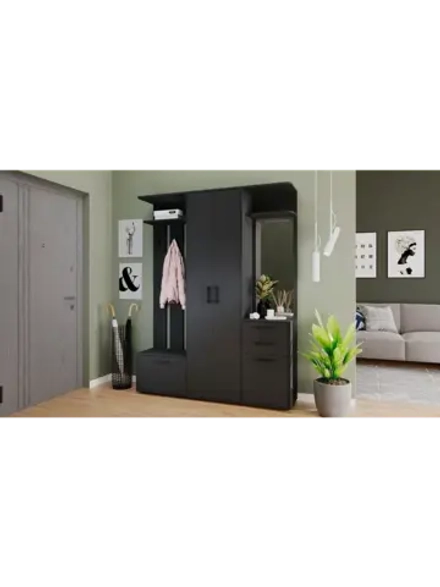 Прихожая с зеркалом Антрацит 160х36х205