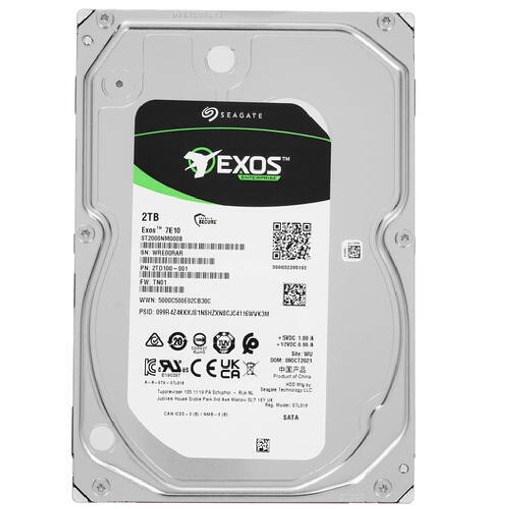 Корпоративный жесткий диск 2Tb Seagate Enterprise EXOS 7E10 SATA3 3.5&quot; 256Mb 7200rpm ST2000NM000B