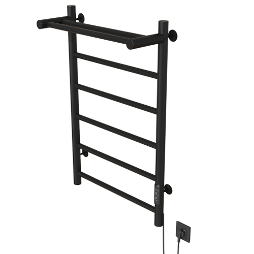 Полотенцесушитель MIXLINE VEGA  80х50 (таймер, 318Вт, 5 перекладин + ПОЛКА) электрический ЧЕРНЫЙ