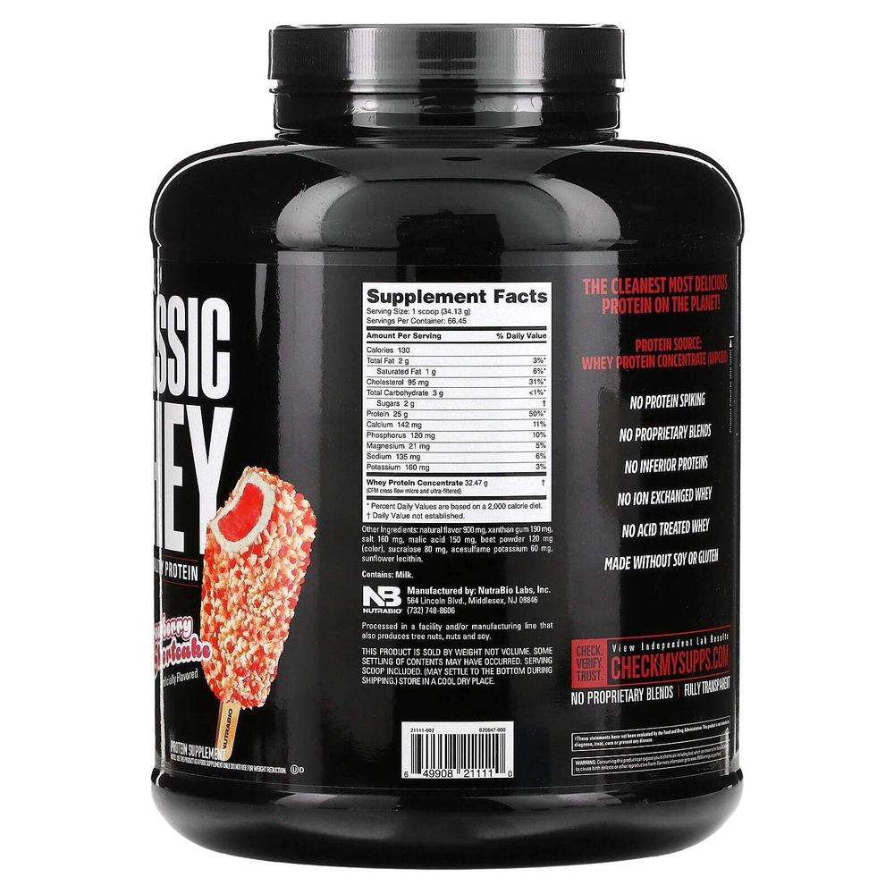 NutraBio, Classic Whey Protein, клубничное песочное печенье, 2268 г (5 фунтов)