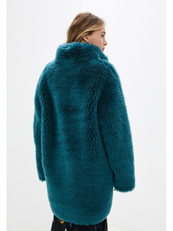 Шуба из шерсти чебурашка тедди экошуба, темно-зеленая, SilverFox