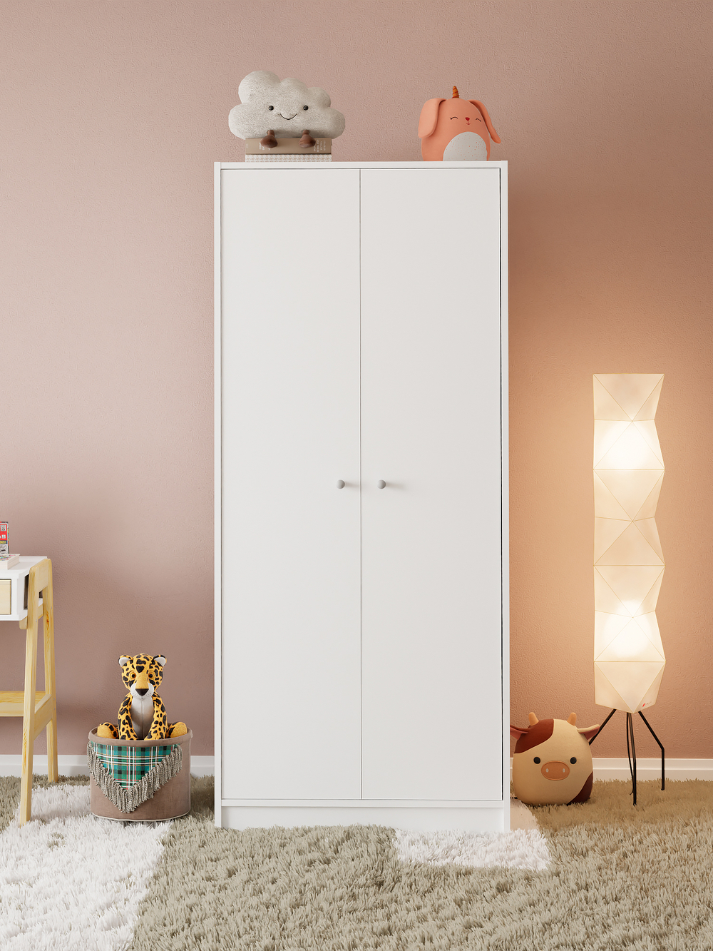 Шкаф для одежды 74х55х170, Марм Плюс, распашной, двухдверный, в спальню, прихожую, детскую, белый, Dipriz