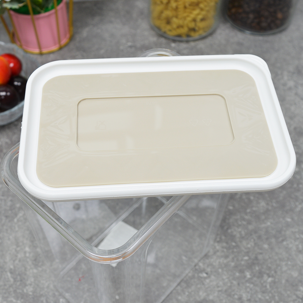 Банка для сыпучих продуктов 2,2л "Эстетика" прямоугольная (бело-бежевый)