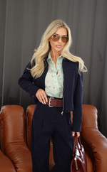 Костюм-тройка из хлопка с брюками с защипами